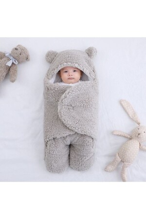 0-12 Months Baby Outer Swaddle Welsoft Blanket Footed Model Light Gray - Hilyus