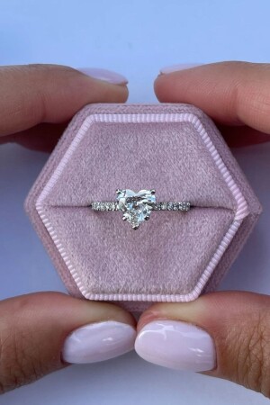 0. 99 Karat Herz-Solitärring - Crystal Diamond Zirconia