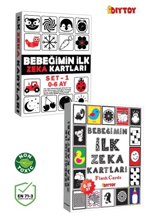 منز - أول بطاقات ذكاء طفلي 0-12 أشهر + بطاقات ذكاء التعليم المبكر 0-6 أشهر - Diytoy