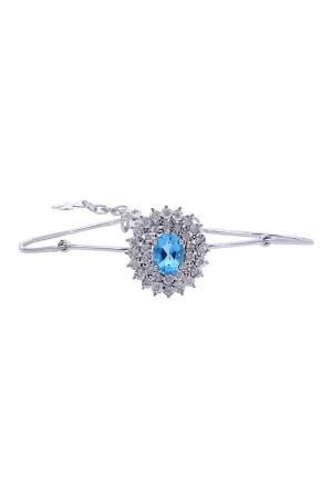 1-69 Karat Pırlantalı Mavi Topaz Bileklik - Pirlant
