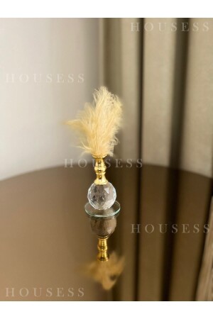 1 Adet Gold Tüylü Gold Kristal Top Tüylük Dekor Biblo Süs - Housess