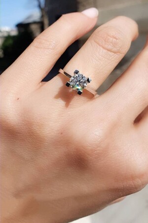 1 Karat V-Modell-Solitärring - Crystal Diamond Zirconia