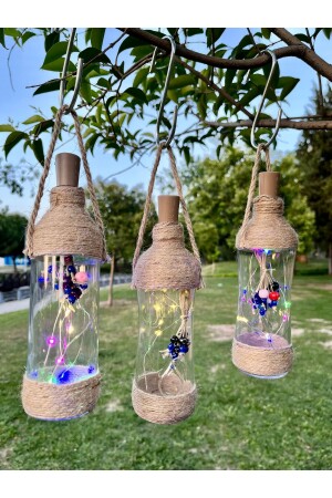 قنينة منز-1 LED - قنينة زينة LED - قنينة زجاجية ذات رصاصات - زينة بالكون الحديقة - مصنوعة يدويا - Mirvano