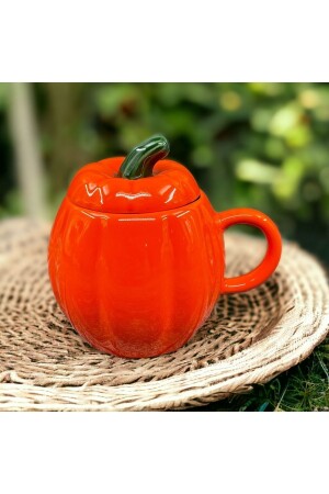 1 Piece Ceramic Pumpkin Pumpkin Mug with Lid - Yzhome