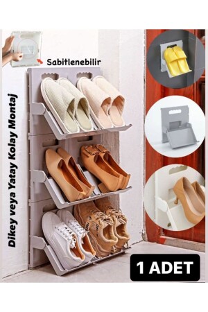 1 Piece Lyon Gray Shoe Rack Vertical Stack Bathroom Slipper Box Shoe Rack Door Front - Bayev
