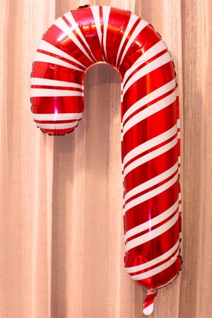 1 Piece New Year Candy Cane Foil Balloon - New Year Decoration Ornament Balloon 80cm - Parti Dolabı