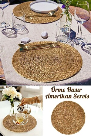 1 Piece Wicker Plate Knitted Placemat Plate Pan Pot Mat Bamboo Tableware Service Presentation Fireproof - Amentes