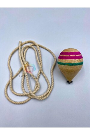 1 Piece Wooden Spinning Top Nostalgic Toy Natural Children's Toy 1-5 Meters Stringed Spinning Top Game Pinwheel Spinning Top - Güzelyüz Avm