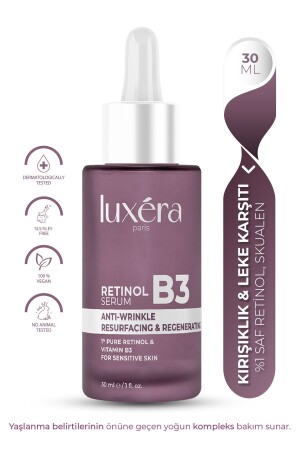 %1 Saf Retinol, Kırışıklık Karşıtı, Onarıcı, Besleyici, Nemlendirici Vegan Retinol Serum (b3 - Ha) LUX103 - luxera paris