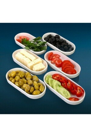 6 Parça 1. Sınıf Seramik 6'lı Salda 17x8x3cm Eskil Modern BPA Free 17 Kayık Tabak Seramik Oval Beya 07 - Genel Markalar