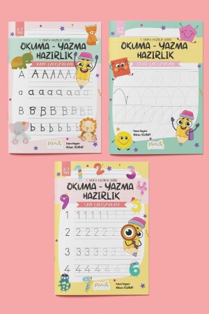 1. Sınıfa Hazırlık Serisi - Okuma - Yazma Hazırlık Aktivite Seti - 3 Kitap (Çizgi - Harf - Sayı) - Staau Çocuk