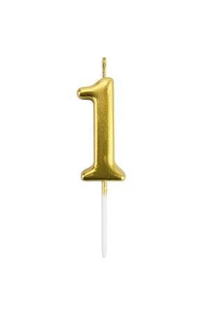 1 Year Gold Birthday Cake Candle 12 cm - Bal10 Dünyasi