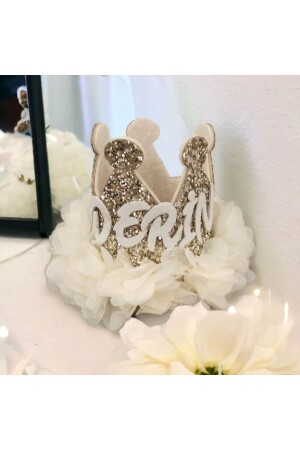 1 year old birthday crown named Gold ecru - Damlakids