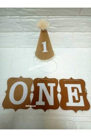 1 Year Old Hat Jute Fabric Pom Pom Hat Birthday Hat One Hat Pompom Sack Fabric - Asöy