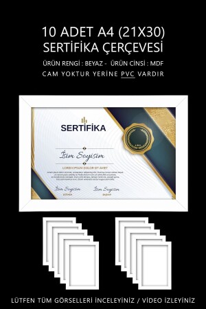 10 Adet A4 Çerçeve Beyaz Pvcli 21x30 Sertifika Için Çerçeve Diploma Için Çerçeve Belge Için Çerçeve - Yhfoto