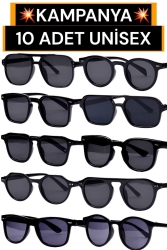 10 Adet Unisex Kadın Erkek Siyah Güneş Gözlüğü 10SYHNWYL - Zzla