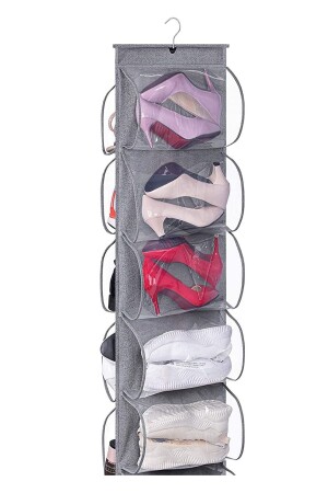 10 Cepli Dolap Içi Ayakkabı Ve Çanta Düzenleyici Geniş Hacimli Şeffaf Pencereli Organizer 125cmx37cm - Helen's Home
