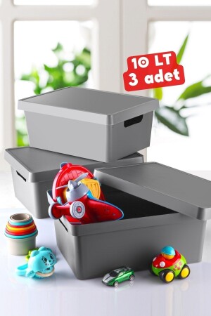 10 liters. Box with Lid 3 Pieces Anthracite NDY-EP-4103-3-2 - Nandy Home