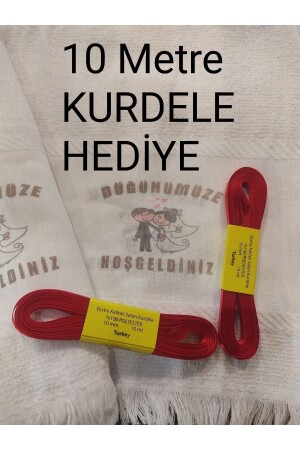 10 meters Ribbon and 1 Pouch Gift Wedding Towel 12 Pcs Convoy Towel with - Kelebektekstil