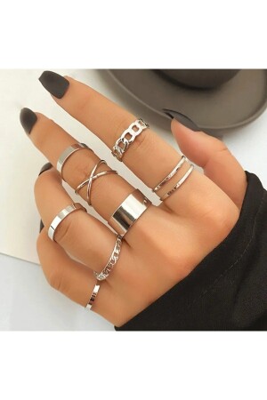 مجموعة من 10 خواتم فضية للنساء من MNZ - 2896 - X-Lady Accessories