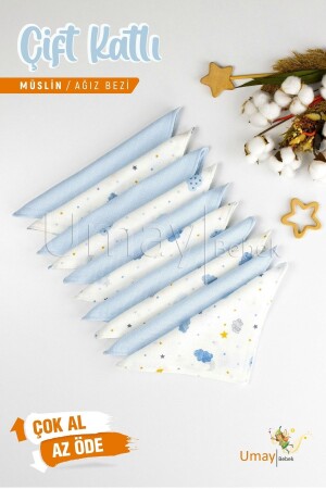 10 Pack Muslin Mouth Cloth Wipes 25x25cm UBM010 - Umaybebek