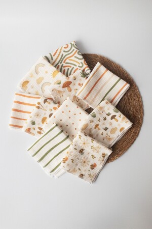 10 Pack Patterned Muslin Baby Mouth Wipes 100% Cotton - Cekic Kids