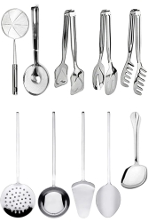 10 Parça Sunum Hazırlama Servis, Kevgir, Makarna Maşası, Pasta Maşası, Salata Maşası Mutfak Seti TRVCZ011014 - Trouvaille