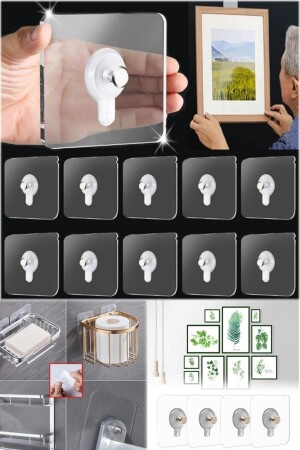10 Pcs Adhesive Hanger Nails Transparent Strong Without Damaging the Wall Without Drilling and Leaving No Traces Sticking to the Table - Utelips