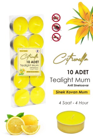 10 Pcs Tealight Citronella Candle Lemon Scented Fly Repellent Candle Anti Fly Aromatherapy Candle Fly Repellent - Anadolu Saray Çarşısı