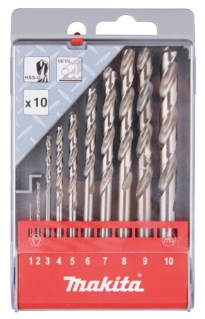 10-piece drill bit set for metal MAKITA HSS-G 1-10mm - Makita Accessories