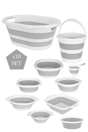 10 Piece Foldable Mega Set Accordion Strainer Basin Set Folding Organizer - Lira