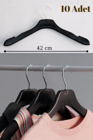 10-Piece Hanger Black Luxury Thick Plastic Hanger - Suit-Jacket-Coat-Coat And Shirt Hanger - Acar Raf