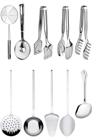 10 Piece Presentation Preparation Service, Colander, Pasta Tongs, Cake Tongs, Salad Tongs Kitchen Set TRVCZ011014 - Trouvaille