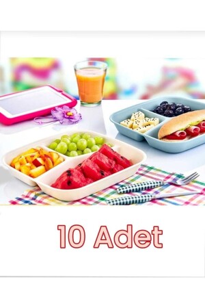10 Pieces Breakfast Plate 3 Compartment Plate 03 1298-4 - ÖZCAN TİCARET PAZARLAMA