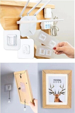 10 Pieces Double Sided Adhesive Snap Clips Item Fixing Hanger Transparent Wall Hook - Vigentino