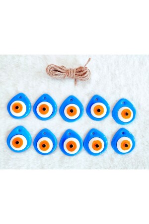10 Pieces of Blue Perforated Tiny Evil Eye Beads Tree & Wall Ornament - Pembe Çarşı
