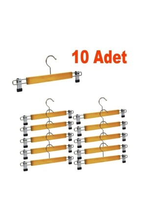 10 Pieces Wooden Hanger with Latch Skirt Hanger Clothes Hanger - Jetfoni