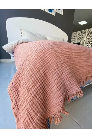 100 % Baumwolle, 4-lagige Musselin-Tagesdecke, Piqué-Fliesen – Ecru, 260 x 230 King Size, TYC00721910582 - TruyTowel