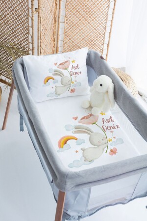 100 % Baumwolle, personalisiertes 70 x 120 Park-Bettbezug-Set - Lilabio