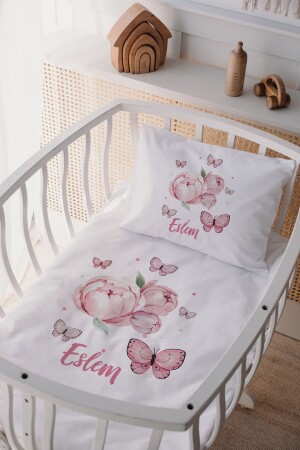 100 % Baumwollsatin Mother Yani Bettwäsche-Set für Kinderbett, Schmetterling - Lilabio