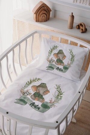 100 % Baumwollsatin Mother Yani Kinderbett-Bettbezug-Set Elefant LLBANY18 - Lilabio