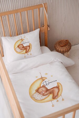 100 % Baumwollsatin, personalisiertes 100 x 150 Babybettwäsche-Bettbezug-Set BKN16 - Lilabio