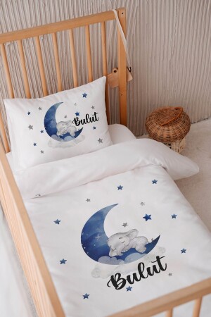 100 % Baumwollsatin, personalisiertes 100 x 150 Babybettwäsche-Bettbezug-Set BKN17 - Lilabio