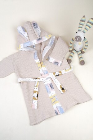 100% Cotton 4 Layer Muslin Unisex Hooded Baby Kids Bathrobe 4kmkkb - la mure baby