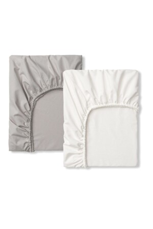 100% Cotton Baby Kids Fitted Sheet 70x120 White And Gray (2 PCS) 39 - Bebek Özel