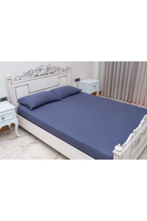 100% Cotton Combed Elastic Sheet Pillow Case (DARK BLUE) - Meyhome