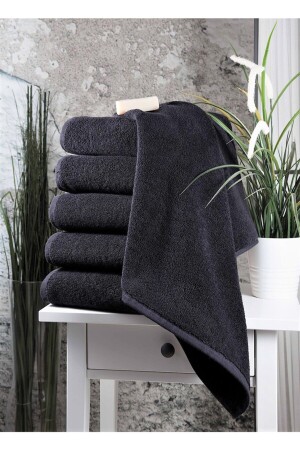 100% Cotton Extra Soft Anthracite 6 Pieces Sports & Hairdresser 50x90 Hand and Face Towel Set 6pcs*ANTHRACITE - AYHANHOME