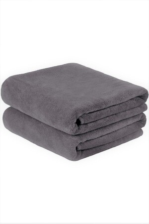 100% Cotton Extra Soft Gray 2-Piece Microfiber Sports Hairdresser 50x90 Hand and Face Towel 2-Piece*ANTHRACITE - AYHANHOME