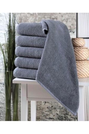100% Cotton Extra Soft Gray 6 Pieces Sports & Hairdresser 50x90 Hand and Face Towel Set 6pcs*ANTHRACITE - AYHANHOME