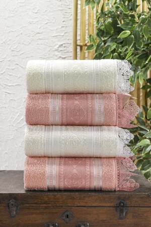 100% Cotton Guipure 4-Piece Towel 50x90 HS-GUPURKREMPUD - Kardelen